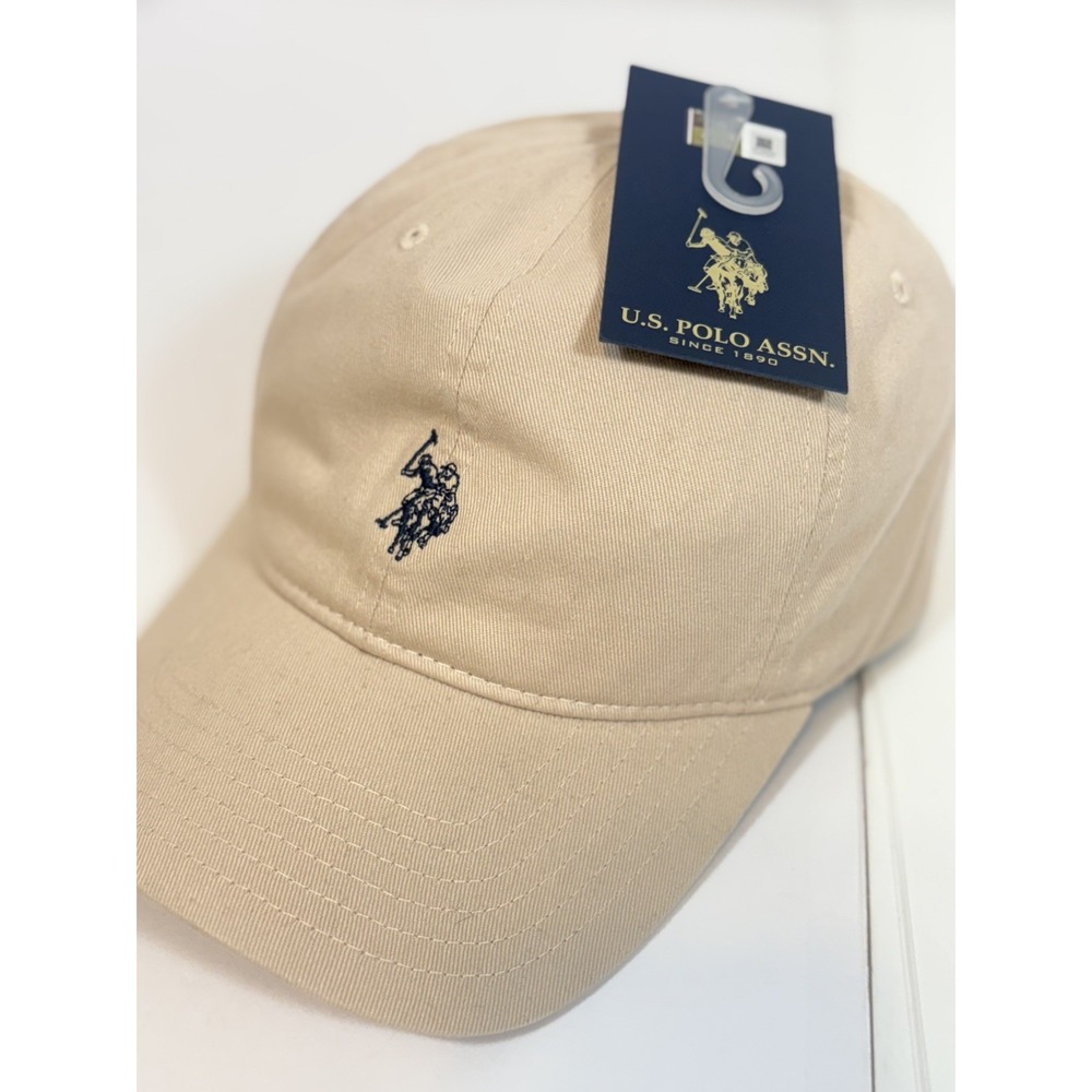 US Polo Assn Adjustable Strap Cap Hat Embroidered Logo Khaki New NWT Mens OSFA